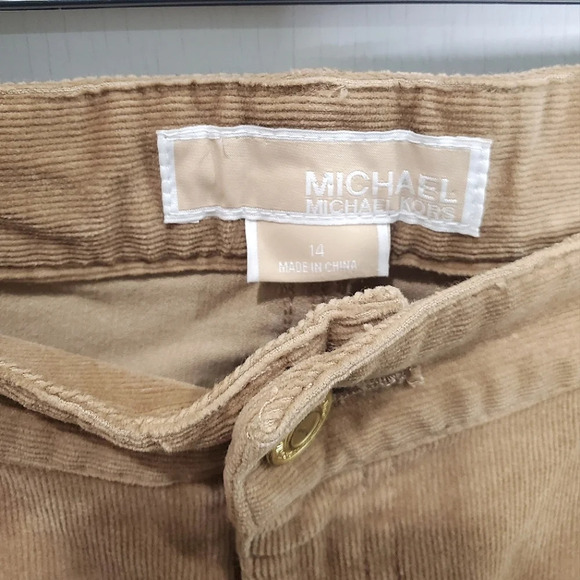 Michael Kors Tan Stretch Corduroy Pants Gold Ascents Sz 14 - Picture 6 of 9
